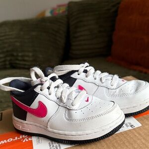 Nike Kids White and Pink Swoosh Sneakers